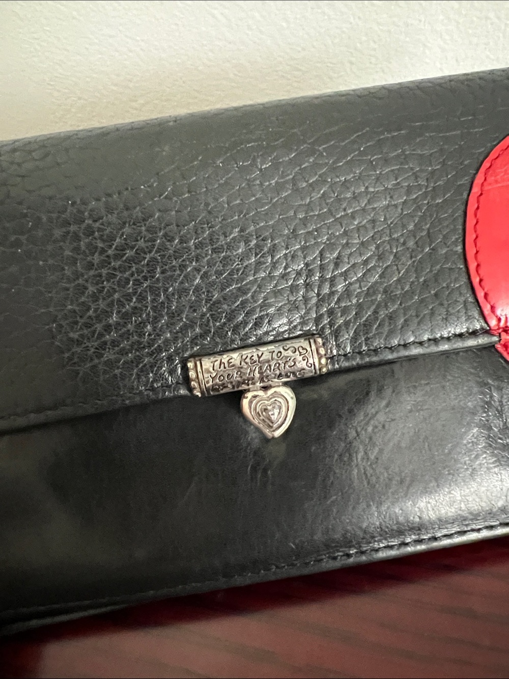 Brighton Black Leather Wallet/Crossbody with Red Heart Detail - Picture 15 of 15